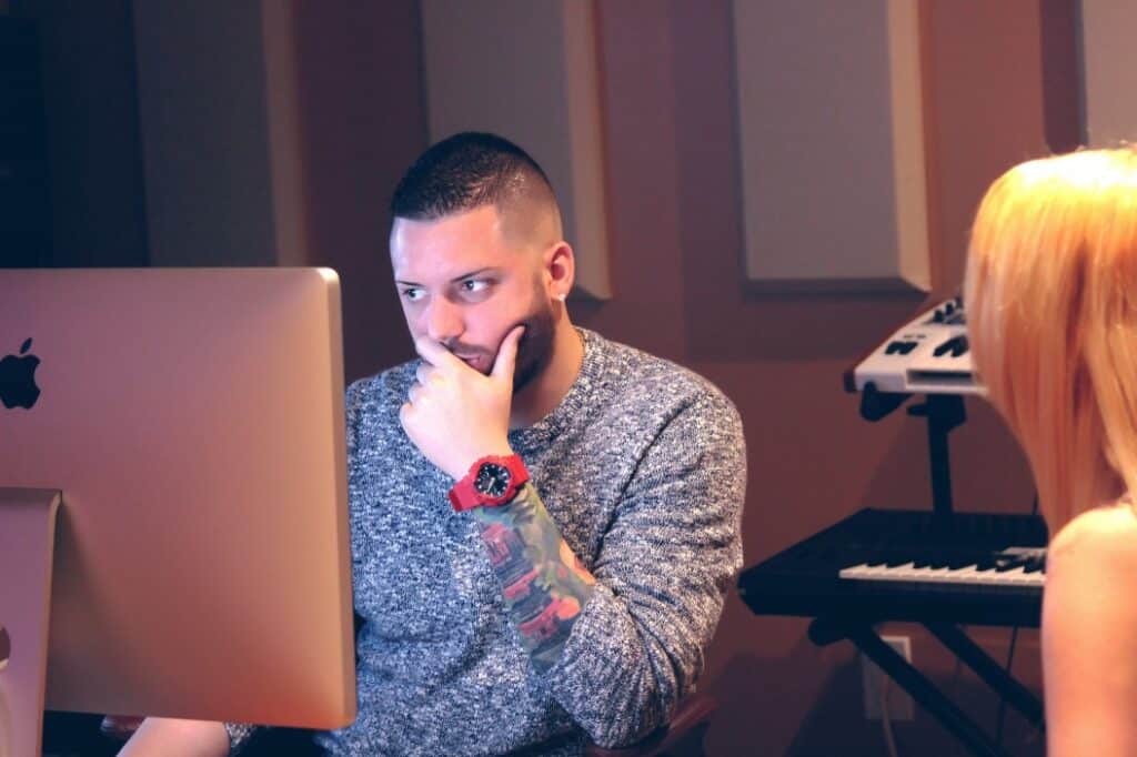 Frustrated producer clicking in DAW